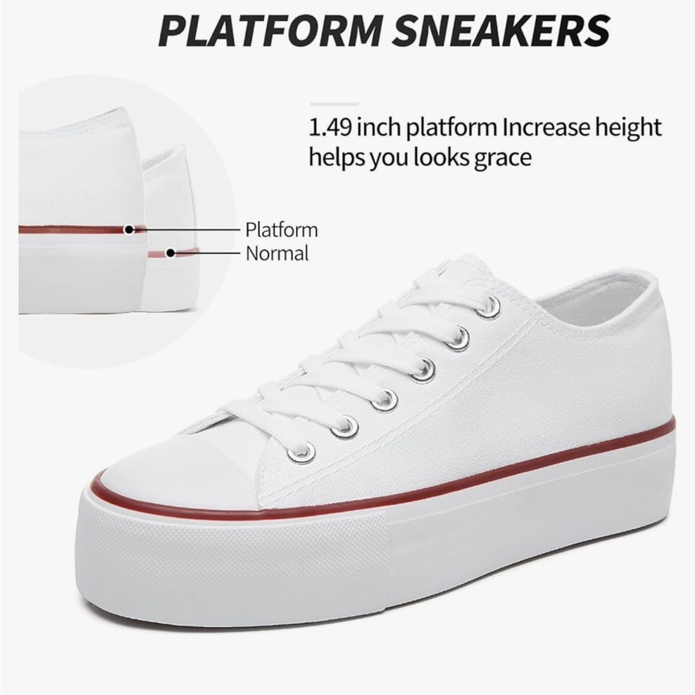 Womens white platform sneakers
